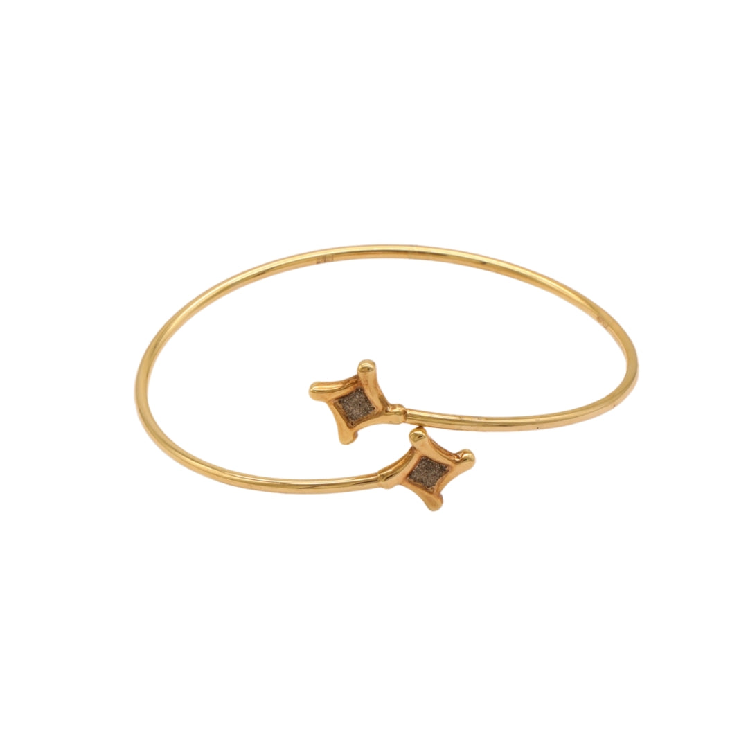 Gold 18KT Dual Star Design Bangle