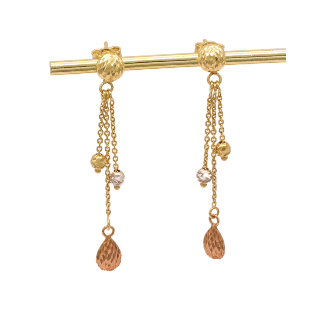 Gold 18KT Multi-Tone Drop Earrings