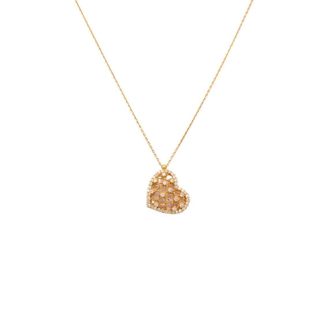 Gold 18KT 18 Inches Diamond-Cut Heart Pendant Necklace