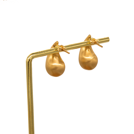 Gold 18KT Matte Teardrop Earrings