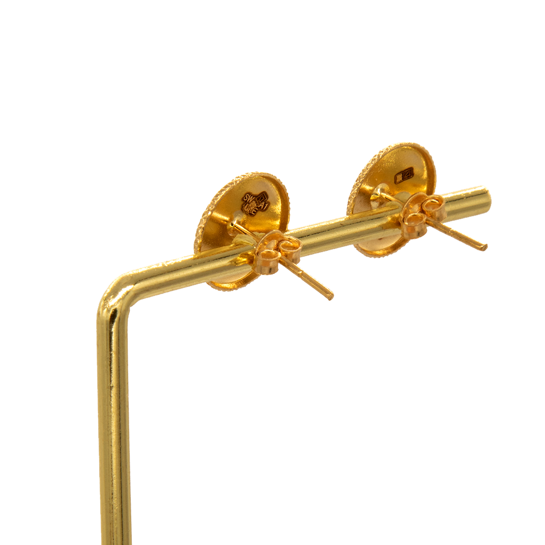 Gold 18KT Geometric Pattern Stud Earrings