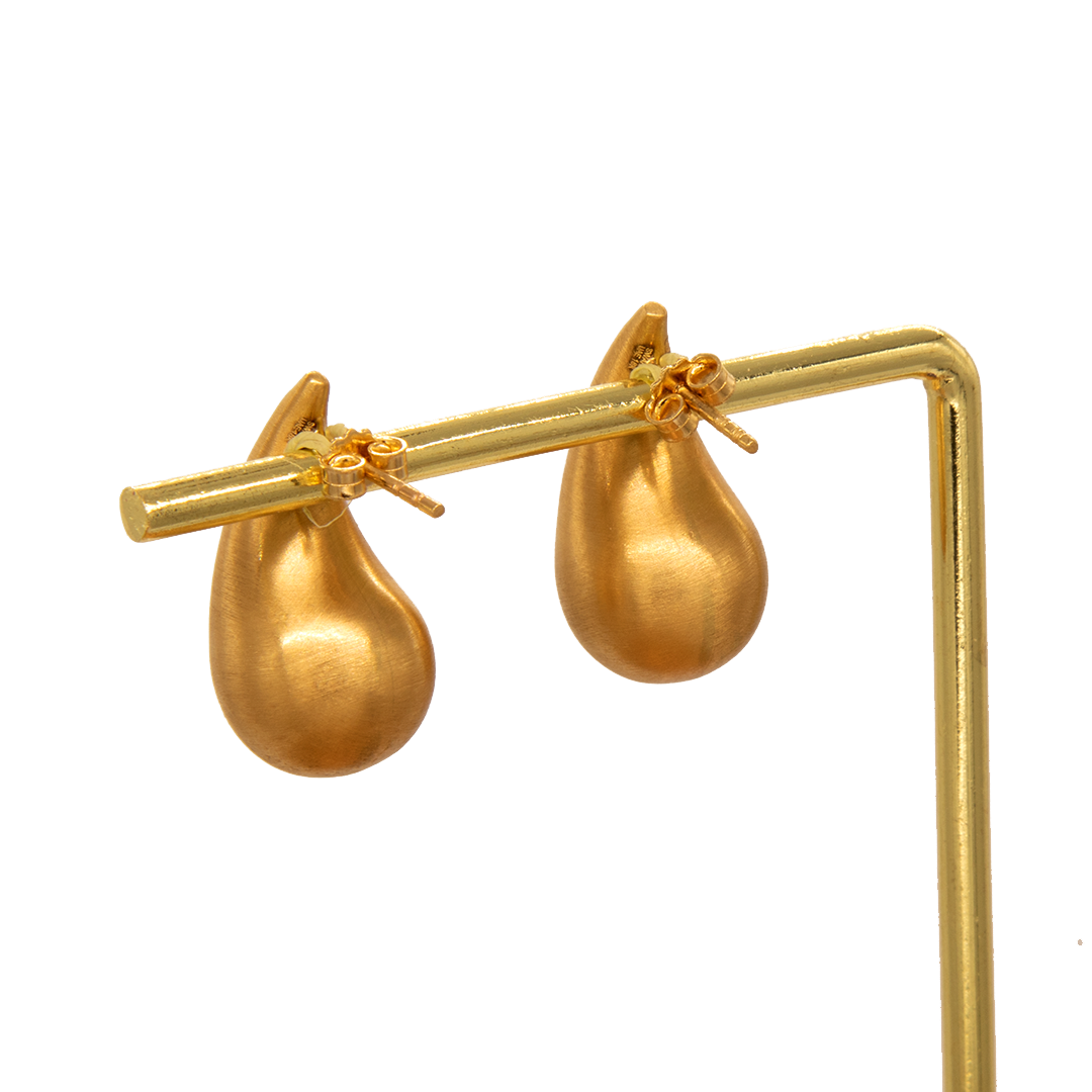 Gold 18KT Matte Finish Drop Earrings