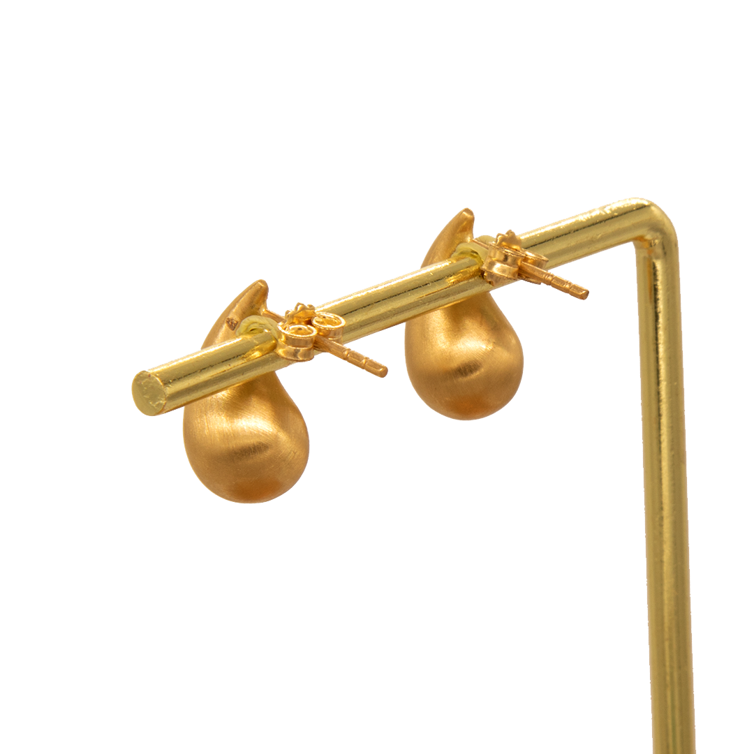 Gold 18KT Matte Teardrop Stud Earrings