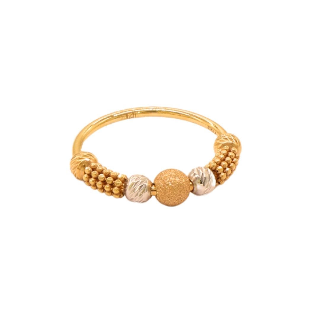 Gold 18KT Dual Tone Beaded Ring