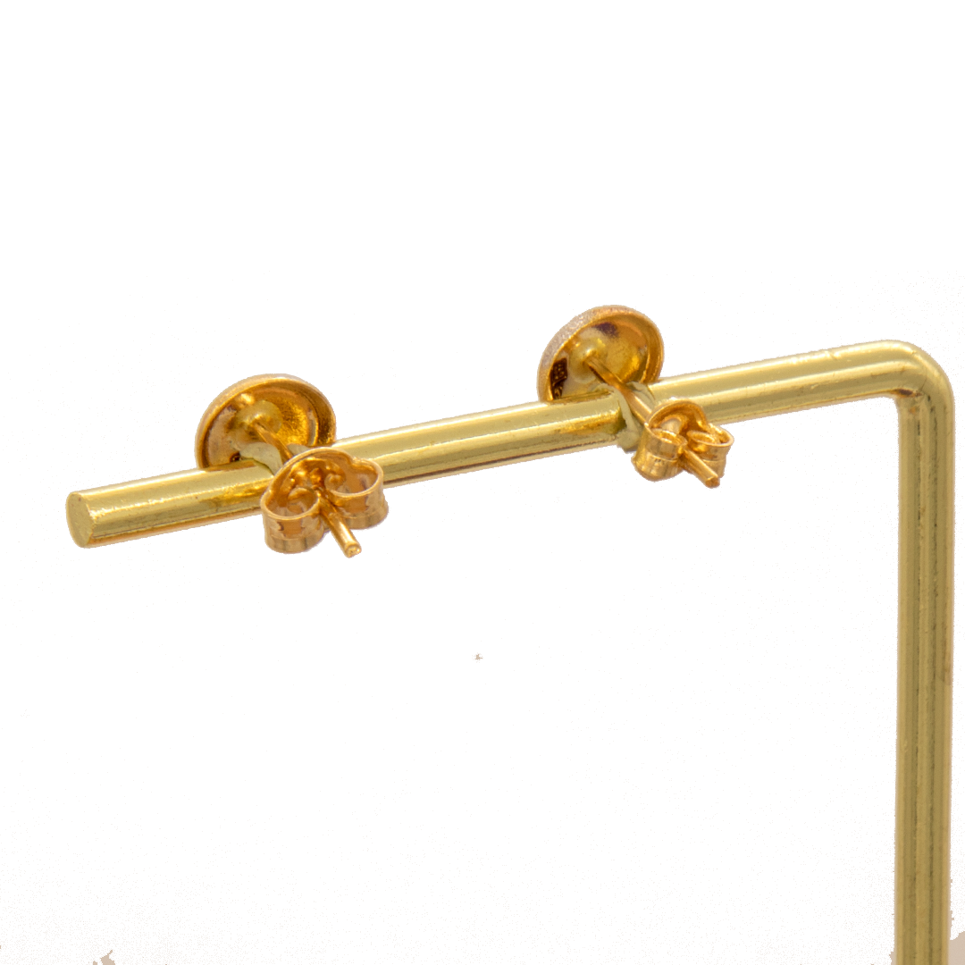 Gold 18KT Textured Ball Shaped Earrings