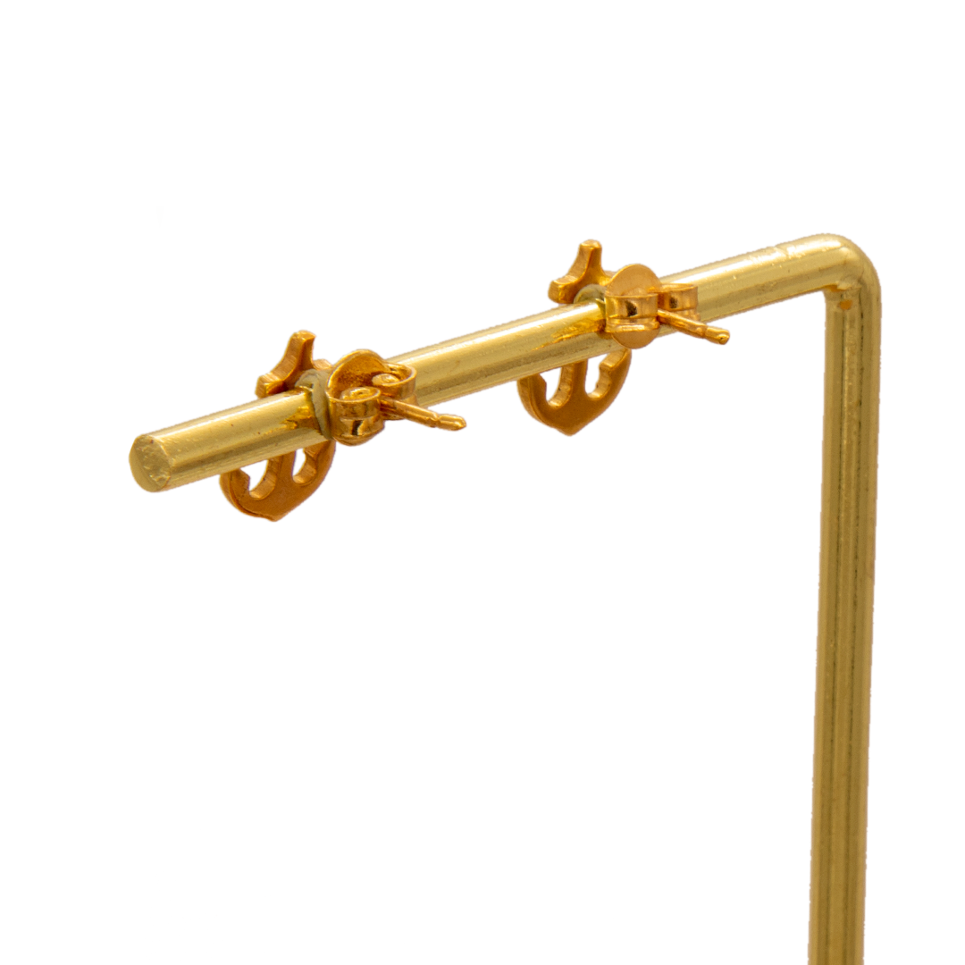Gold 18KT Textured Anchor Shaped Earrings