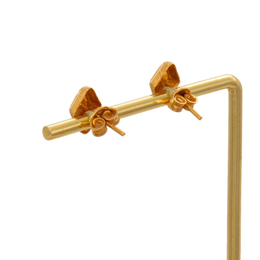 Gold 18KT Diamond Shaped Textured Earrings