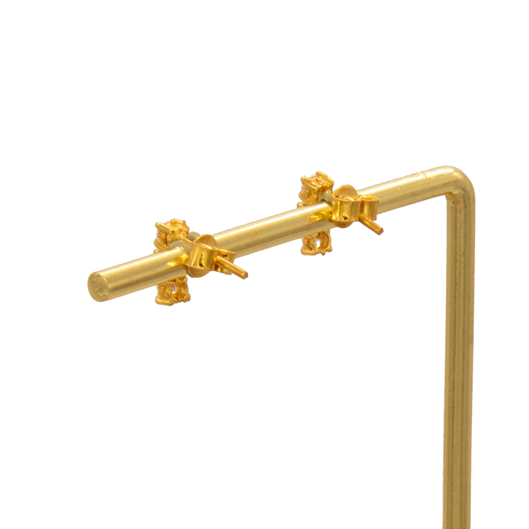 Gold 18KT Vertical Diamond Stud Earrings