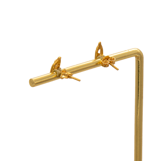 Gold 18KT Pave Diamond Stud Earrings