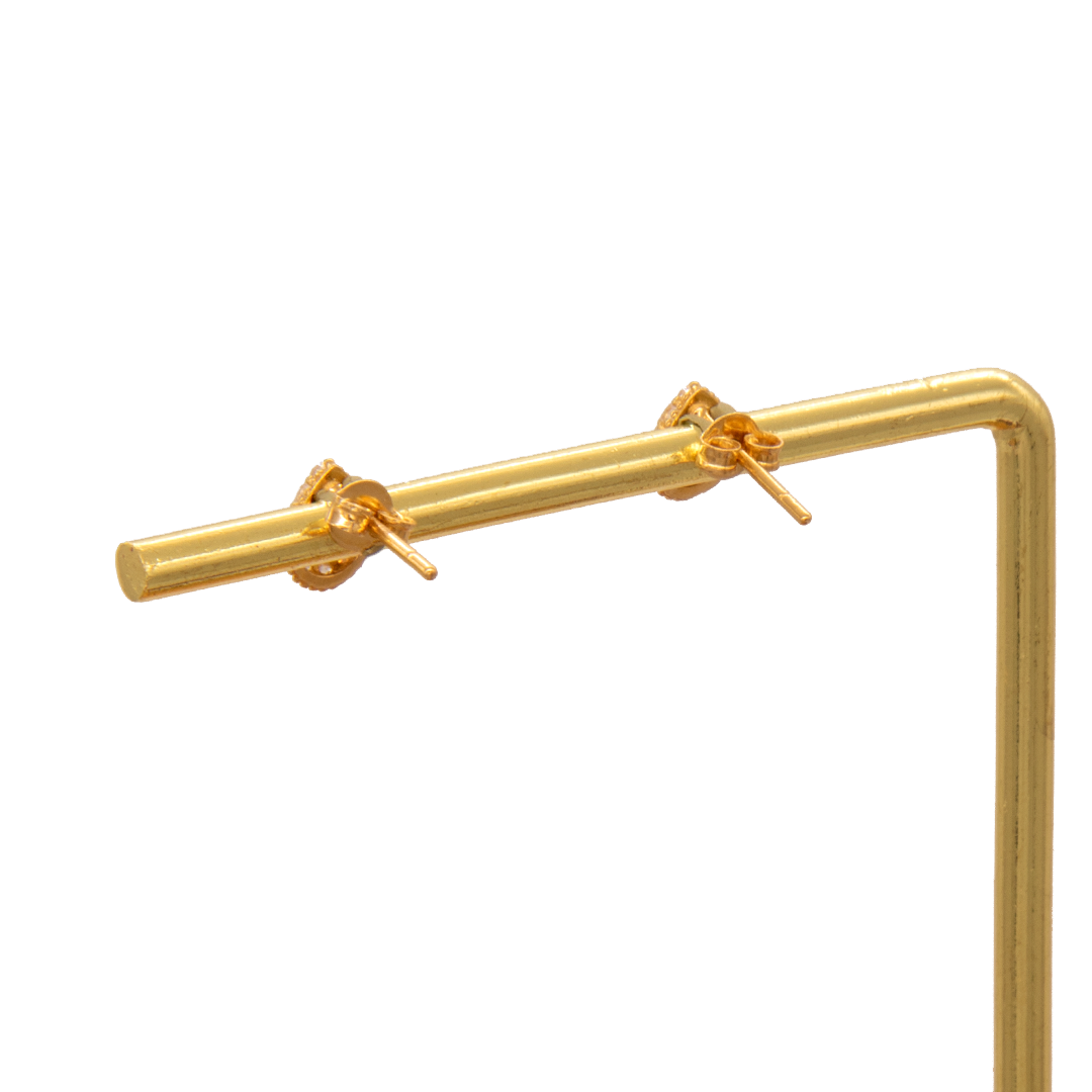 Gold 18KT Teardrop Pave Diamond Stud Earrings