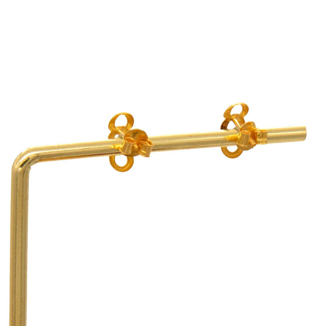 Gold 18KT Double Loop Stud Earrings