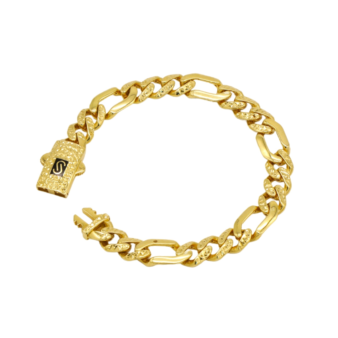 Gold 18KT 7.5 Inches Textured Cuban Link Bracelet