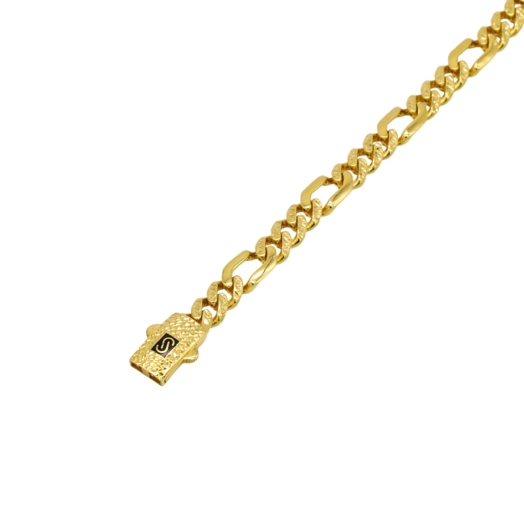 Gold 18KT 7.5 Inches Textured Cuban Link Bracelet