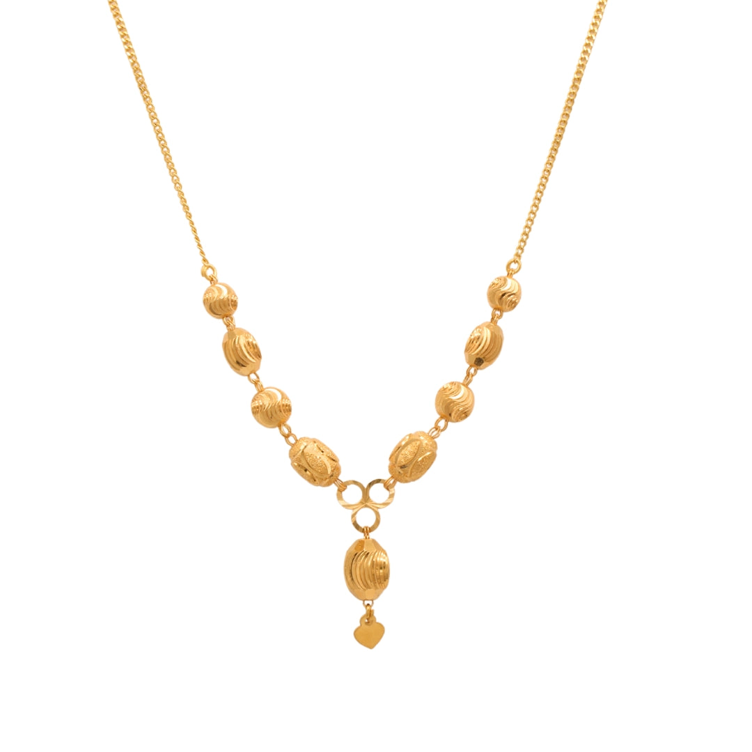 Gold 21KT 18 Inches Oval Beads Shaped Necklace