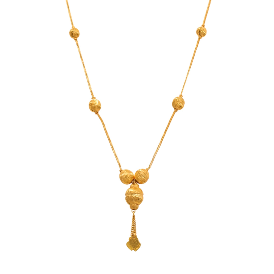 Gold 21KT 22 Inches Large Beads Drop Necklace