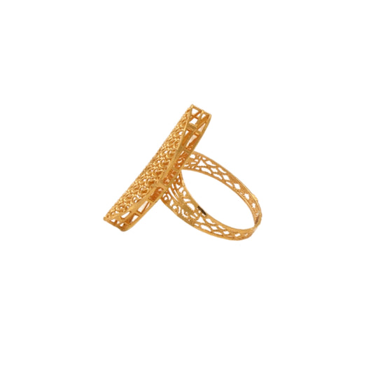Gold 21KT Long Oval Filigree Ring