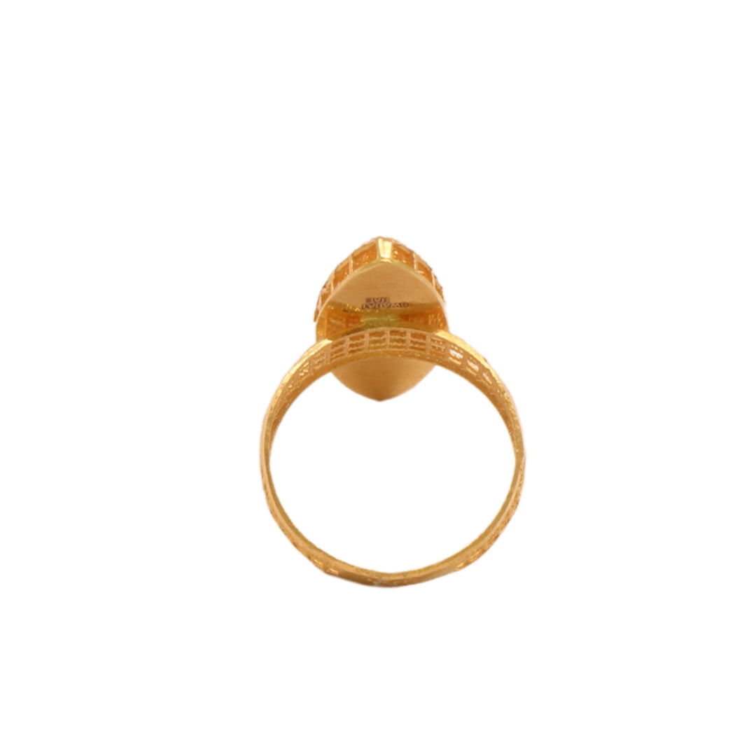 Gold 21KT Rectilinear Filigree Long Ring