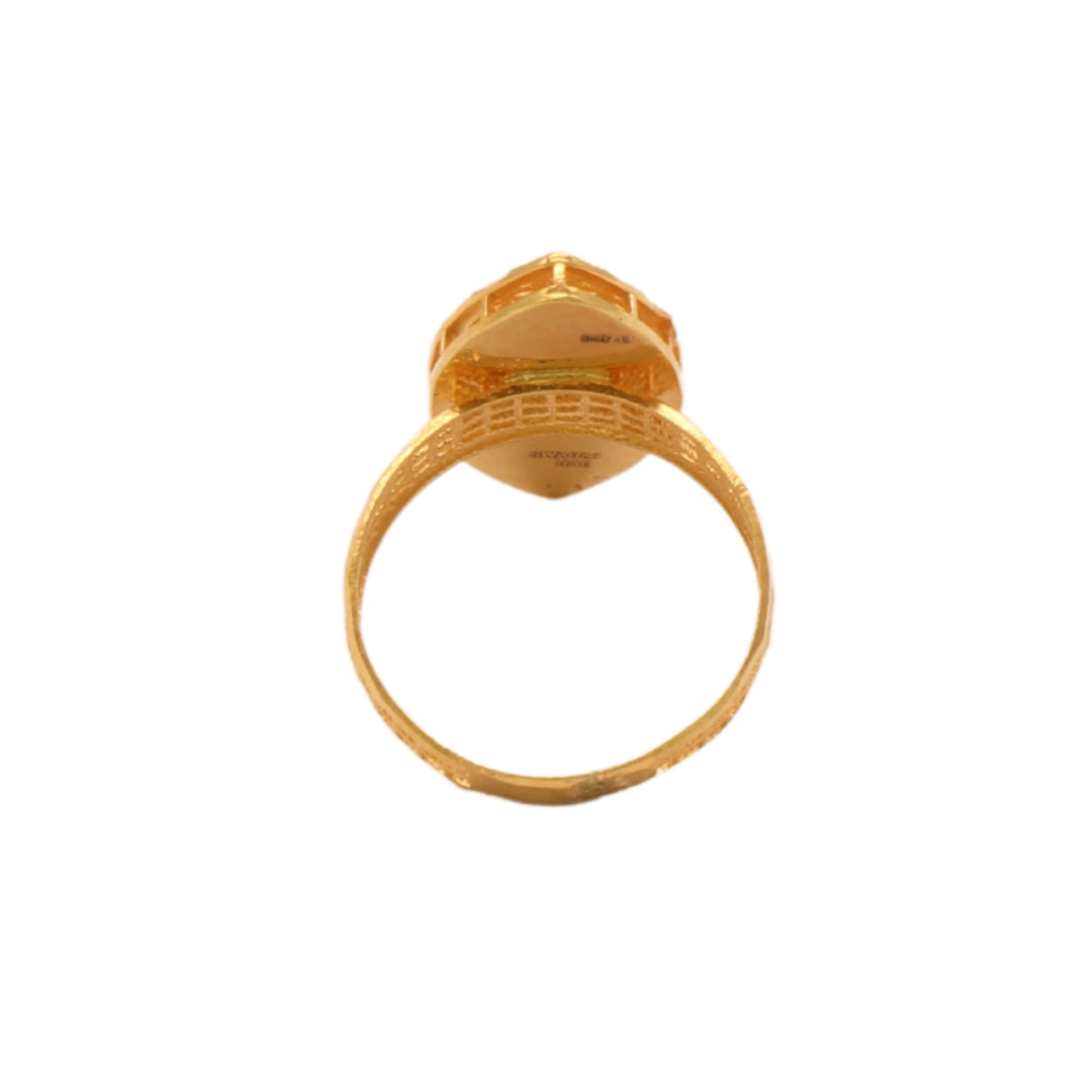 Gold 21KT Dual Pattern Long Ring