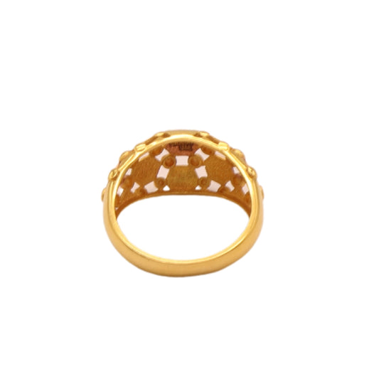 Gold 21KT Textured Tricolor Band Ring