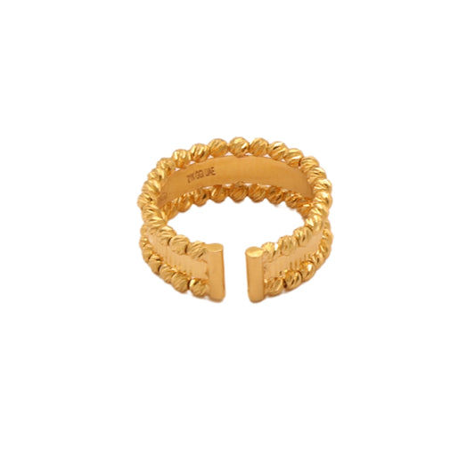 Gold 21KT Textured Dual-Band Adjustable Ring