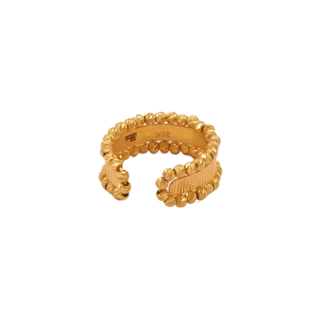 Gold 21KT Adjustable Rope-Edged Ring