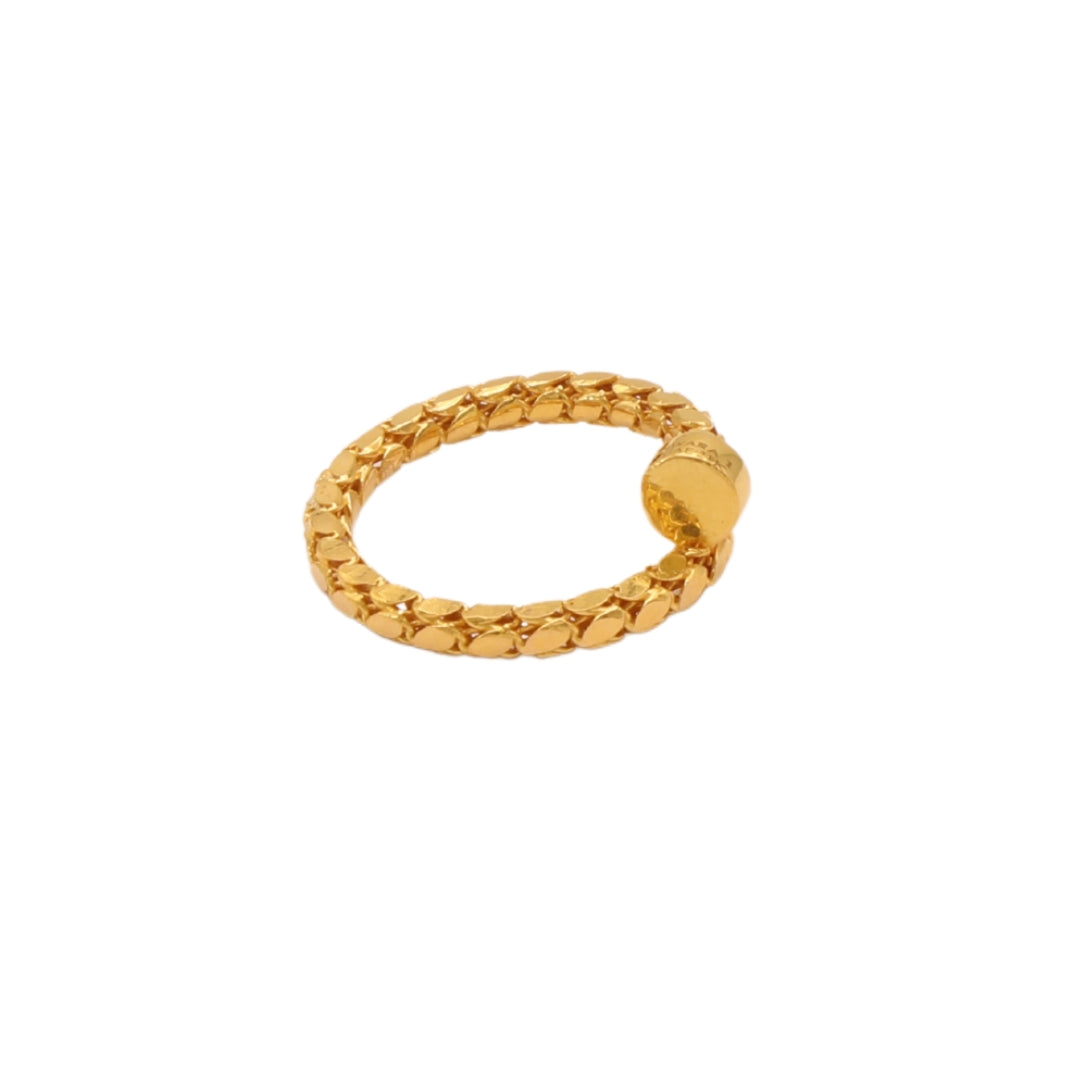 Gold 21KT Adjustable Nail-Inspired Textured Ring