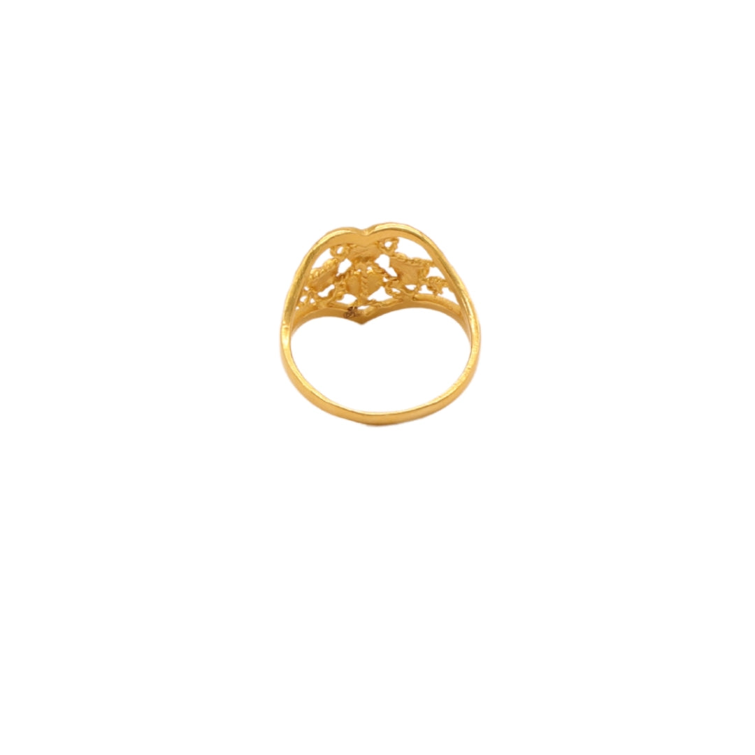 Gold 21KT Heart Shaped Floral Cut Ring