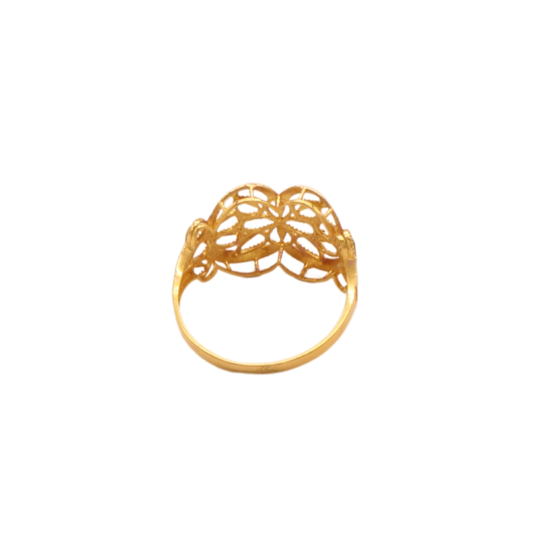Gold 21KT Floral Patterned Wide Ring