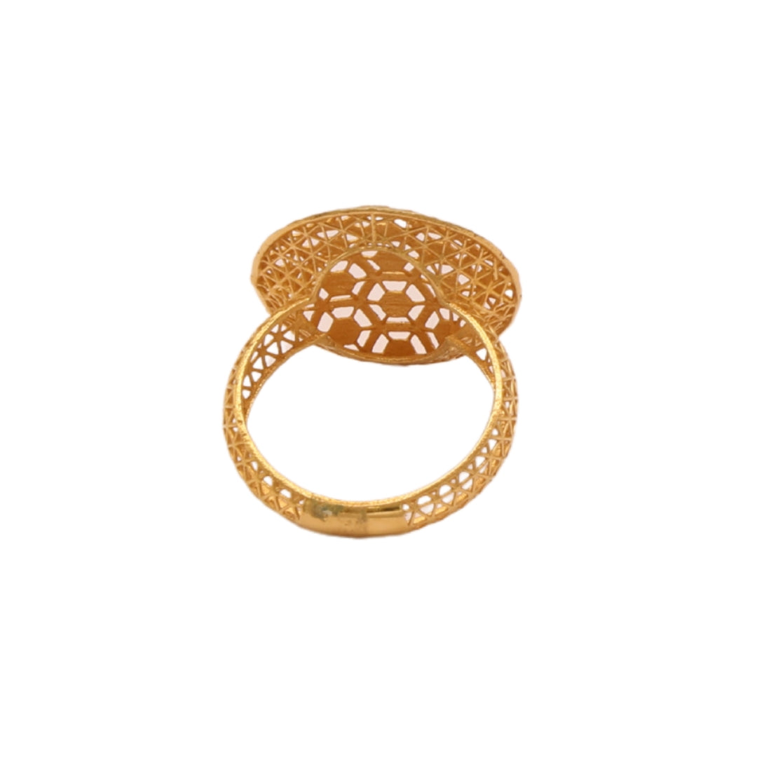 Gold 21KT Round Lattice Cutout Ring