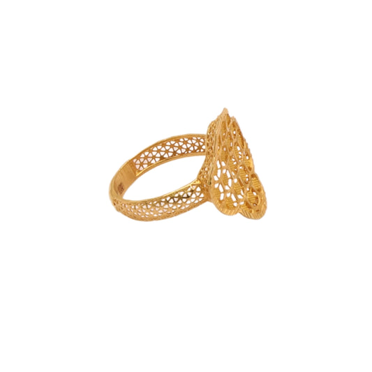 Gold 21KT Petal Lattice Design Ring