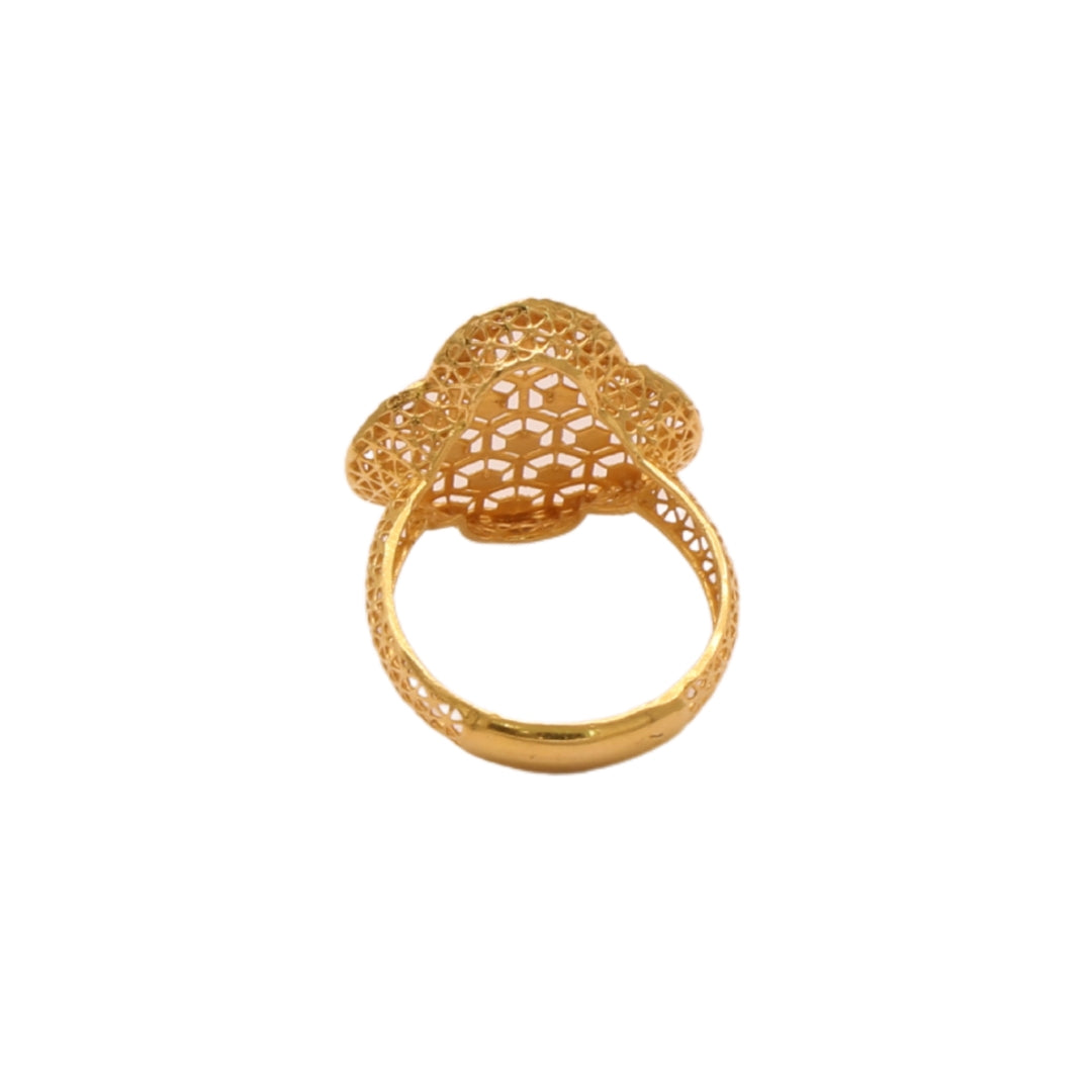 Gold 21KT Petal Lattice Design Ring
