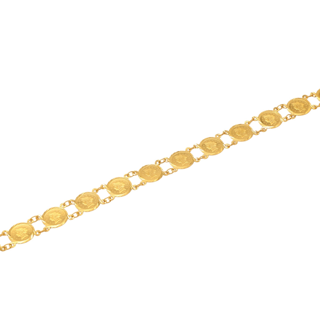 Gold 22KT Coin Traditional Design Bracelet