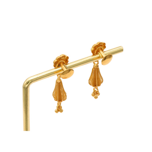 Gold 22KT Floral Dangle Earrings