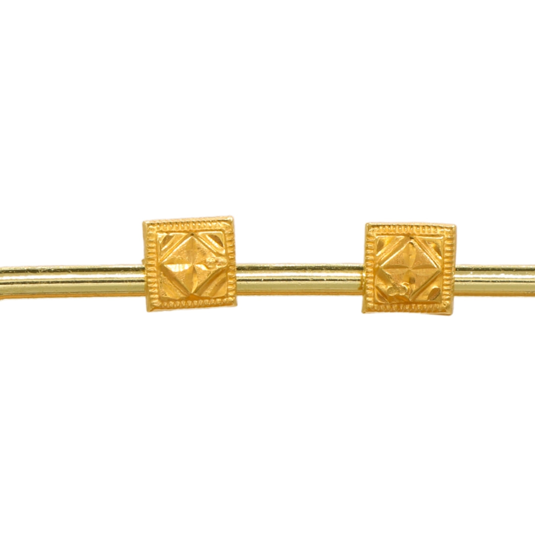 Gold 18KT Square Pattern Stud Earrings