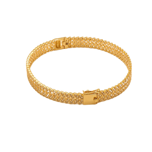 Gold 18KT Mesh Design Leaf Shaped Bangle