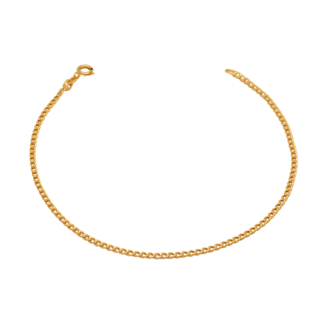 Gold 18KT 7 Inches Curb Chain Bracelet