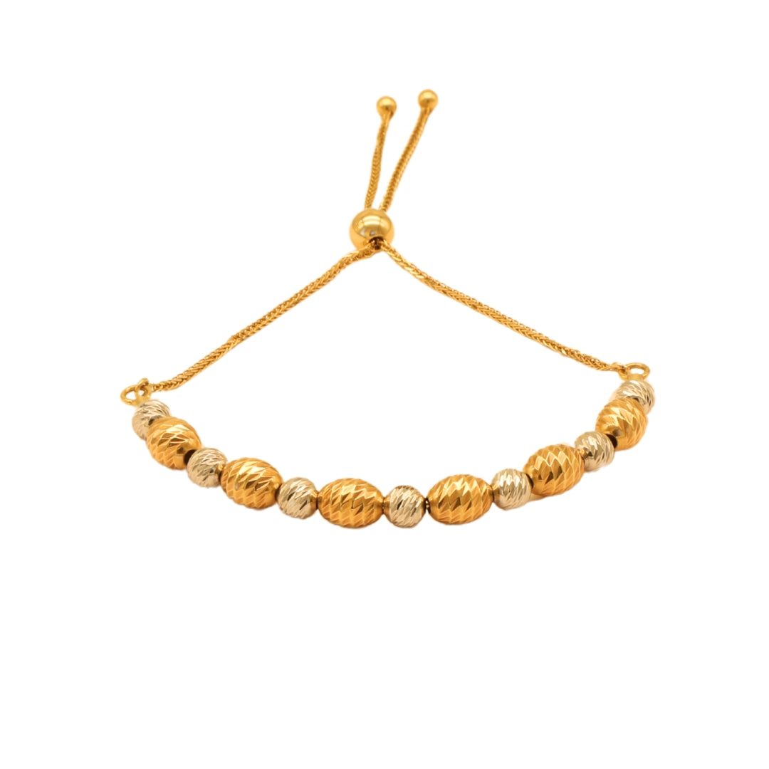 Gold 18KT Adjustable Two-Tone Bead Bracelet