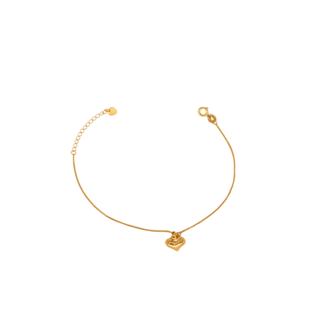 Gold 18KT 7.5 Inches Heart Design Bracelet