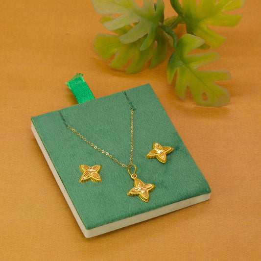 Gold 18KT 18 Inches Butterfly Pendant Set