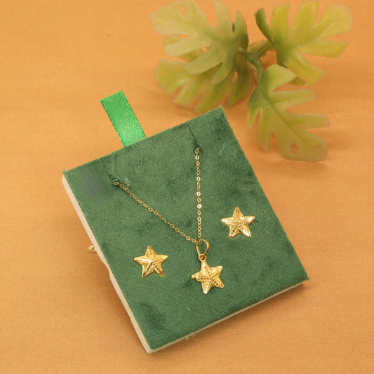 Gold 18KT 18 Inches Star Charm Pendant Set