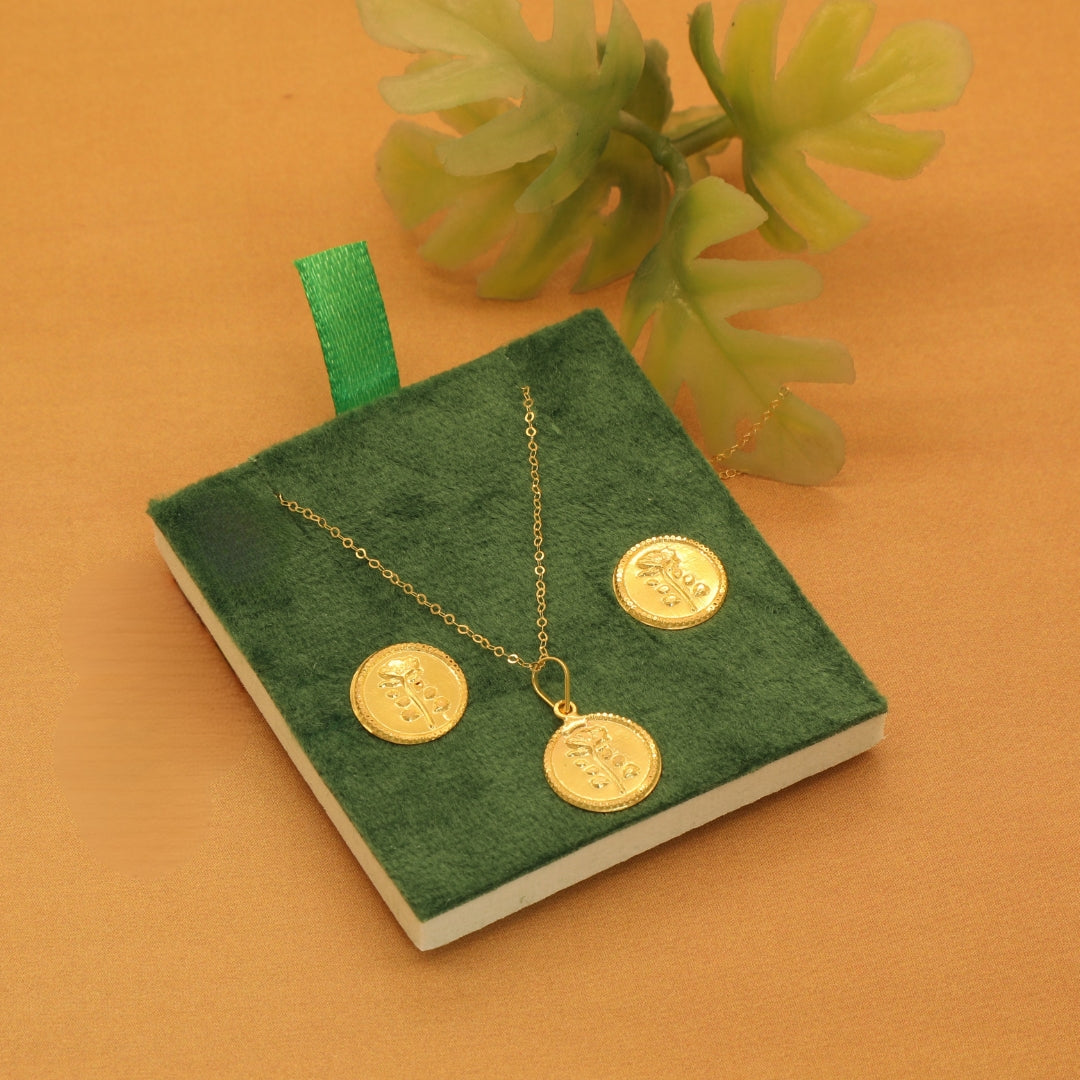 Gold 18KT 18 Inches Coin Pendant Set
