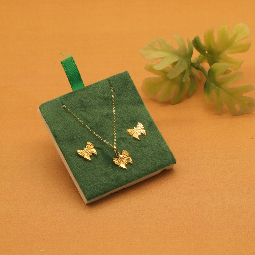 Gold 18KT 18 Inches Butterfly Pendant Set