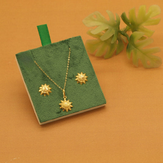 Gold 18KT 18 Inches Sunflower Pendant Set