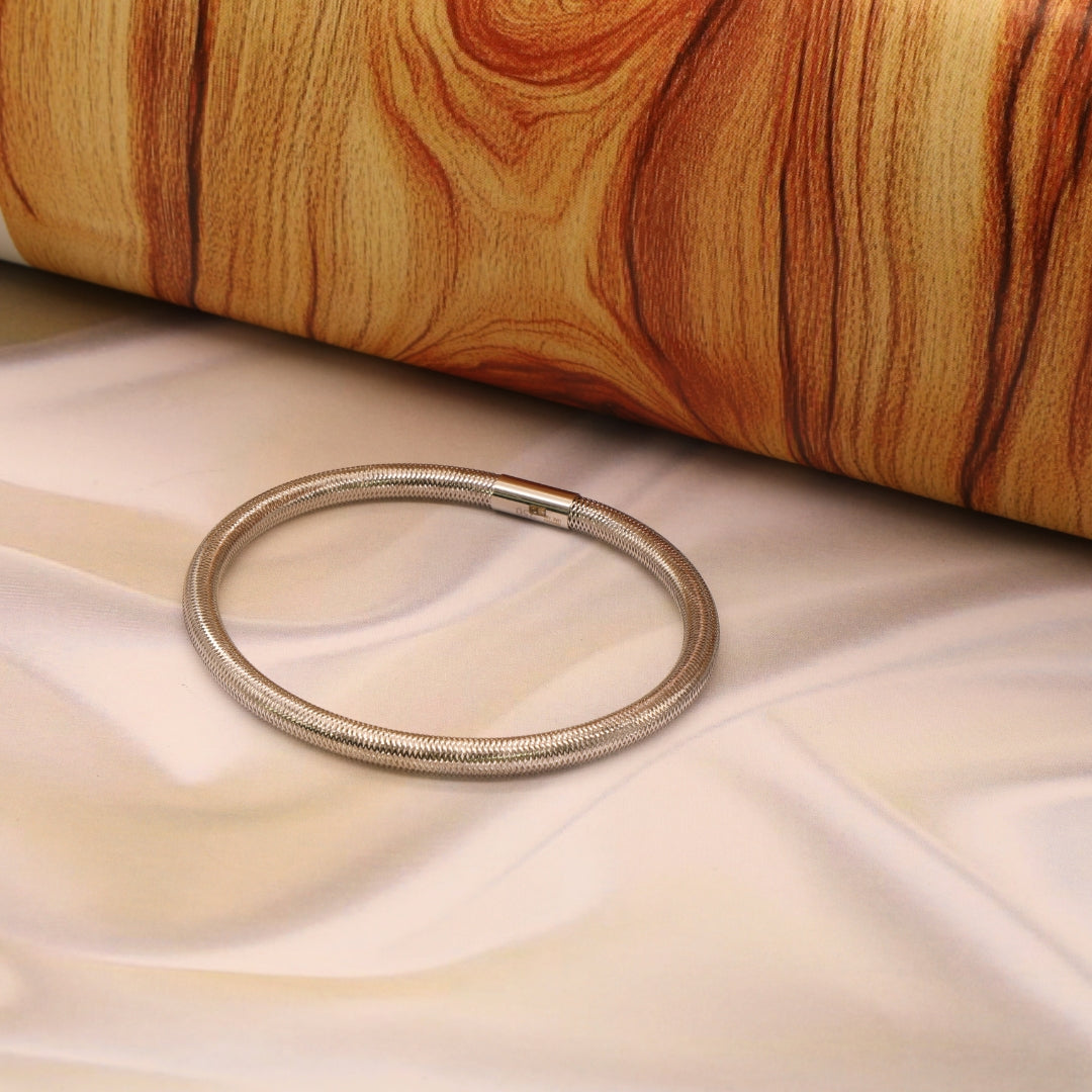 Gold 18KT Flexible Elastic Round Mesh Bracelet