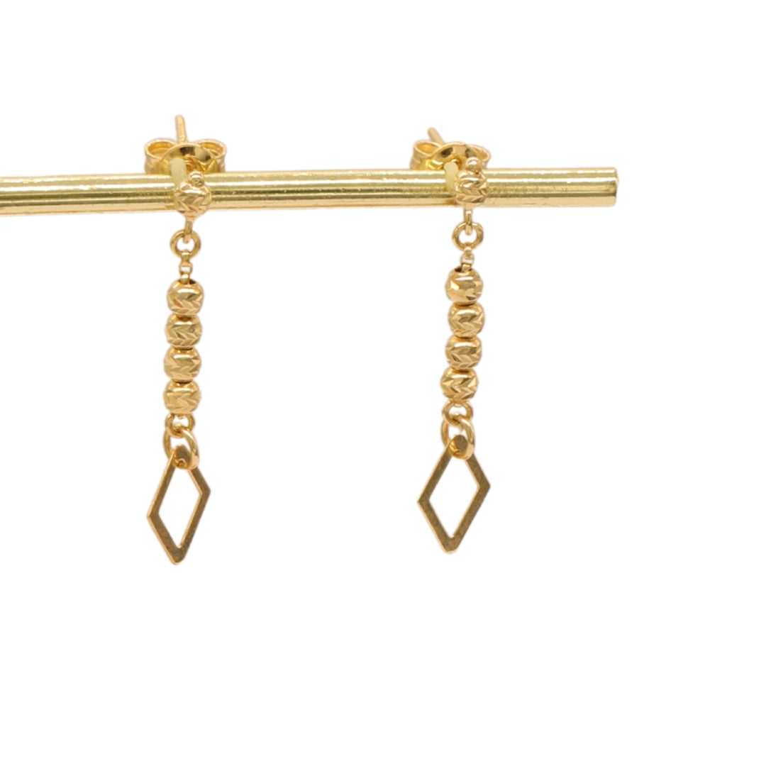 Gold 18KT Diamond Drop Beaded Earrings
