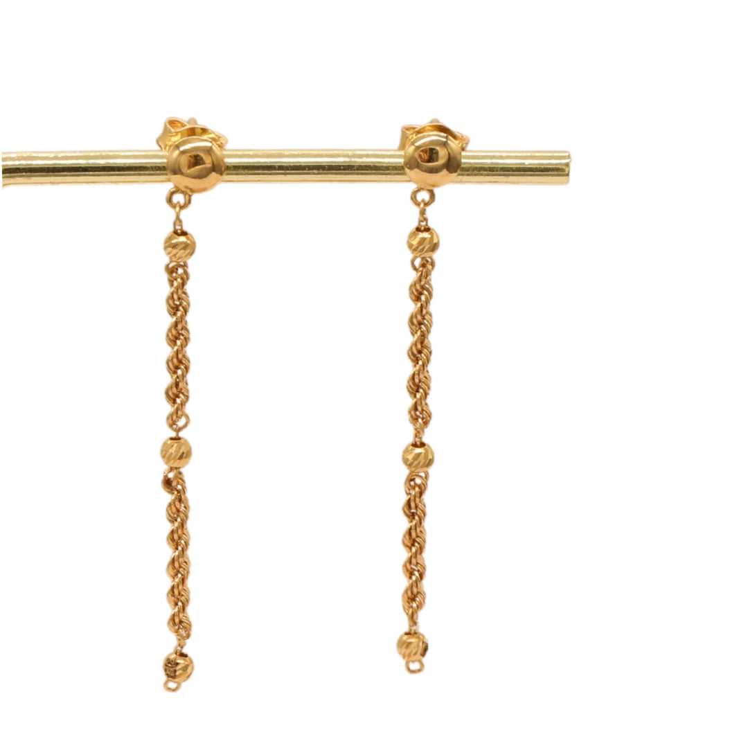 Gold 18KT Twisted Drop Earrings