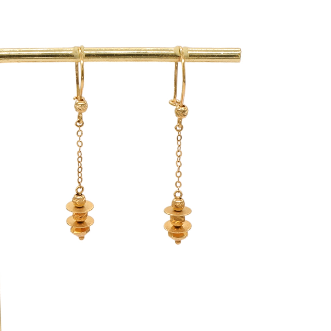 Gold 18KT Disc Chain Drop Earrings