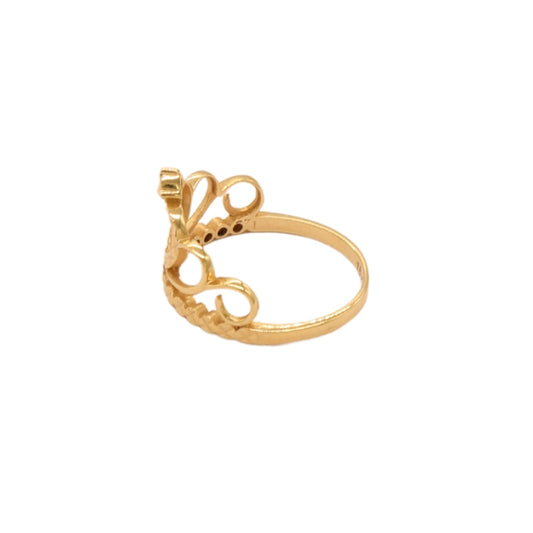 Gold 18KT Heart Crown Ring