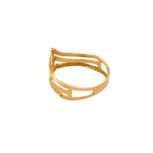 Gold 18KT Dual-Layer V-Cut Ring