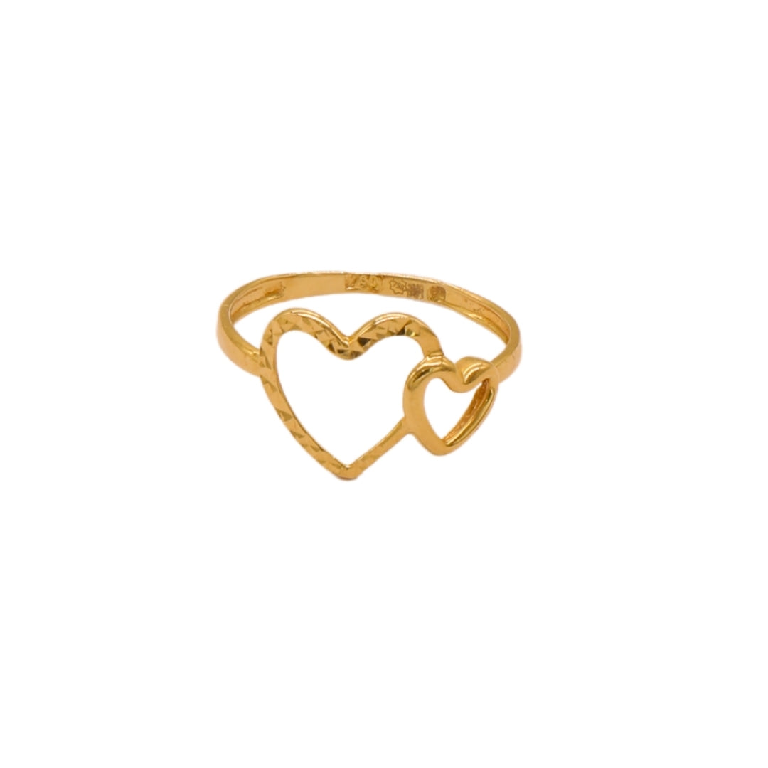 Gold 18KT Double Heart Ring